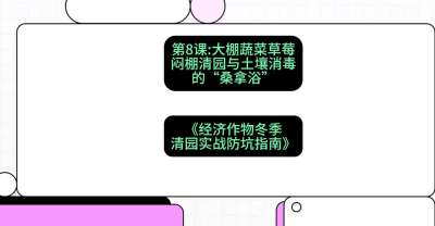 第8节：【大棚蔬菜草莓】闷棚清园与土壤消毒的&ldquo;桑拿浴&rdquo;，课程：《经济作物冬季清园&middot;实战防坑指南》#识农AI